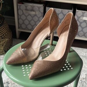 De Blossom Collection Renzo Rose Gold Rhinestone Pointed Toe Holiday Party Heel